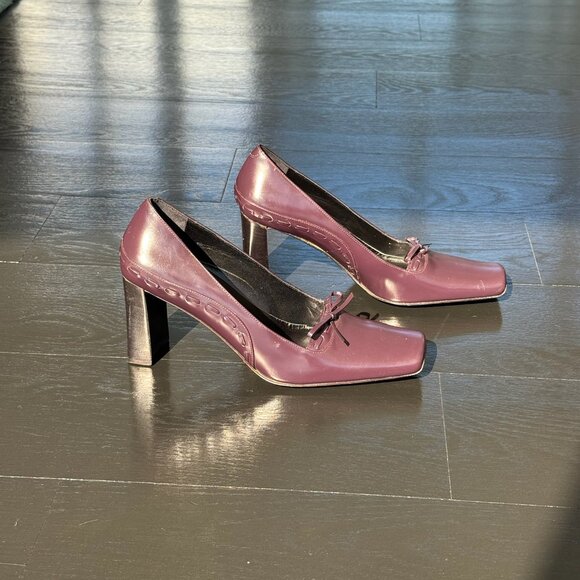 Dark Purple Paloma Square Tip Heels - Made in Italy - Picture 3 of 9